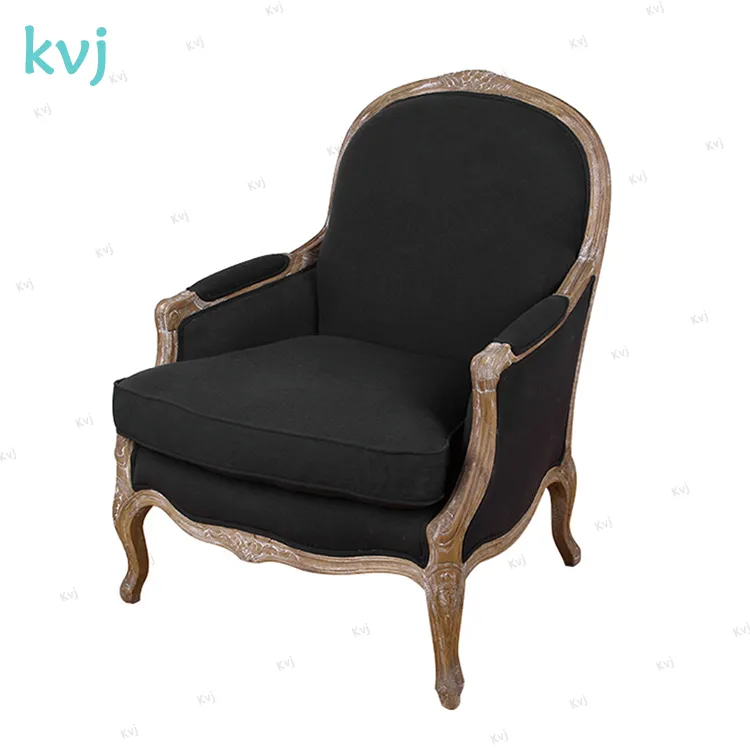 KVJ-7610 français noir fauteuil bois tissu louis xv xvi xvii dinant la chaise