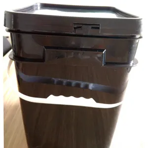 Food grade square black plastic bucket with lid 8liter plastic injection molde square bucket