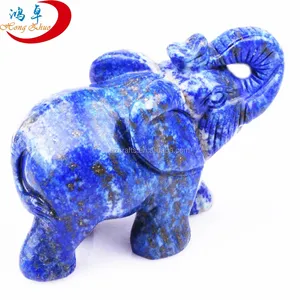 A granel 2 "lapis lazuli tallado estatua de elefante 2015 Feng Shui artesanía Natural de piedra tallada figura Chakra talla piedras sanación
