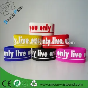 Yolo bracelet en caoutchouc, You ONLY LIVE once, Deboss bracelet en silicone