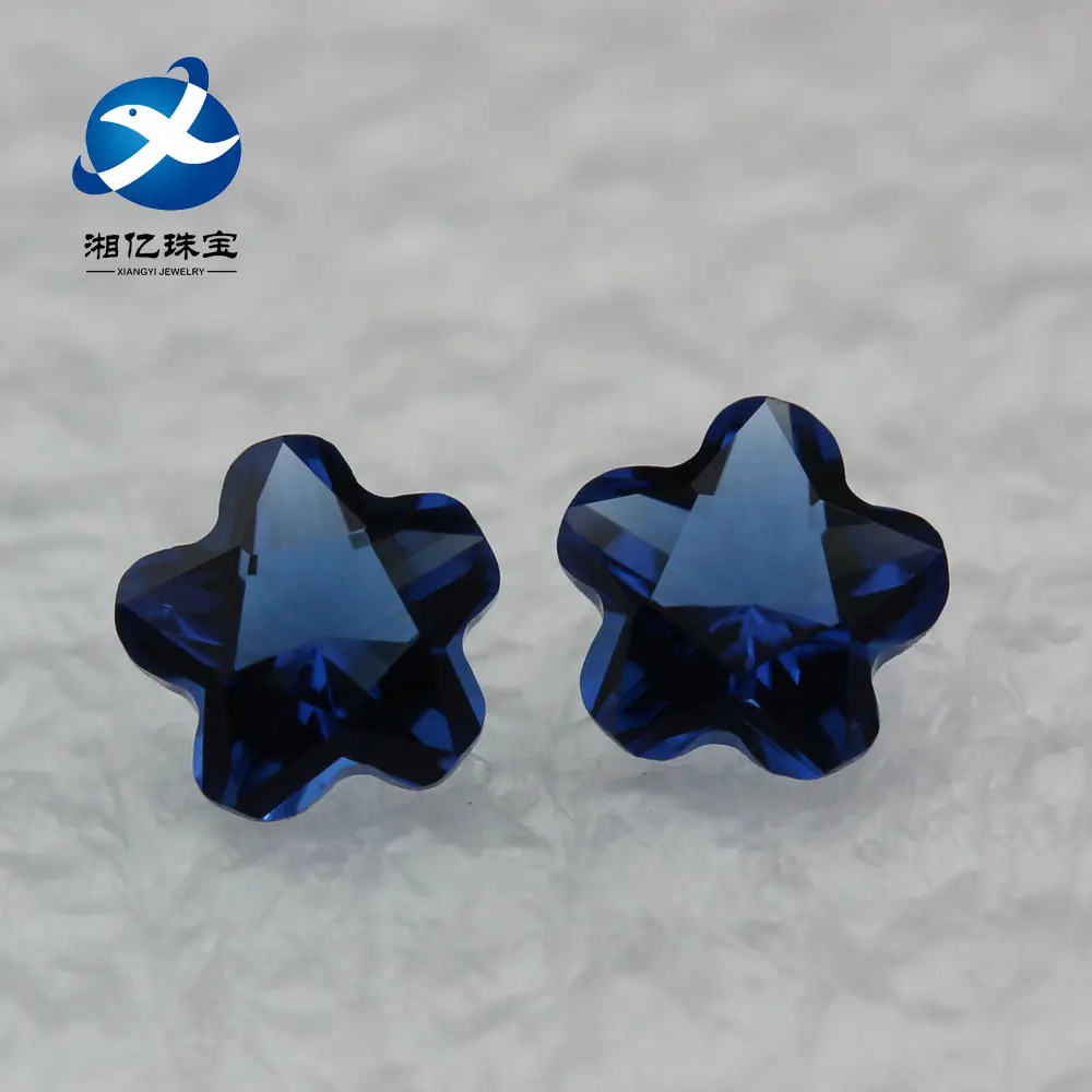 xygems high quality Flower Cut Artificial Sapphire Glass Gems
