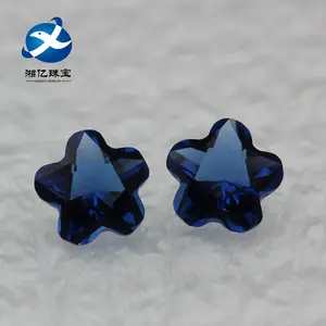 Xygems hoge kwaliteit Bloem Cut Kunstmatige Sapphire Glas Gems