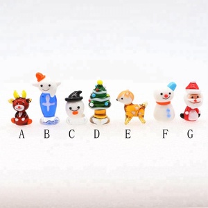 ムラノアートガラス工芸品サンタクロース彫刻手作り雪だるまかわいい鹿動物クリスマスのための小さなクリスマスツリーの置物 - Product Image 4
