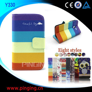 Pequeño MOQ impresa moda venta al por mayor soporte de la carpeta del tirón del cuero contraportada para <span class=keywords><strong>Huawei</strong></span> Acend Y330 - Product Image 1