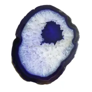 6 pulgadas azul gran tamaño Geode ágata Slice más alta calidad posavasos y decoración