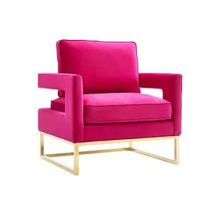 Drei dimensionales Design Samt Marine Akzent Stuhl Möbel Gold Bein blau modernen Samt Pink Stuhl