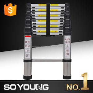 Escalera telescópica de 15 metro, 3.8 M (15.5FT)/<span class=keywords><strong>3.</strong></span><span class=keywords><strong>2</strong></span> M (12.5FT) EN131-6 bisagras escalera telescópica con heavy duty 150kgs - Product Image 1