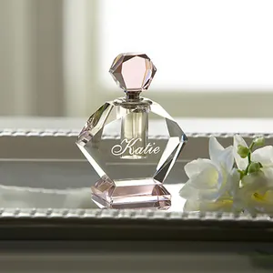 Garrafa de attar para casamento, garrafa de perfume rosa com cristal personalizado