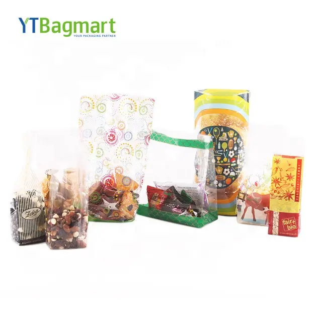 YTBagmart 맞춤 인쇄 캔디 식품 포장 Bopp 가방 사이드 거싯 광장 하단 Opp 플라스틱 가방