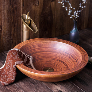 Jingdezhen a mano di lancio di colore marrone di arte bagno in ceramica <span class=keywords><strong>piccolo</strong></span> lavabi sul piano di lavoro - Product Image 1