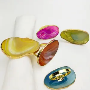 nature agate stone napkin rings for tableware settings