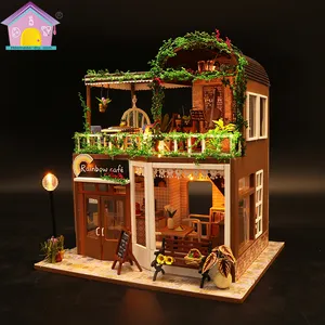 Populaires en ligne styles belle BRICOLAGE miniature maison de poupée avec lumière