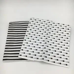 Customized Tissue Paper for Packaging and Wrapping Black Stripe/Dot Pattern