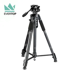 LT204 Hitam Kamera Tripod W 3-Way Pan Kepala & Pegangan Lipat Perjalanan Fotografi Aluminium Tripod