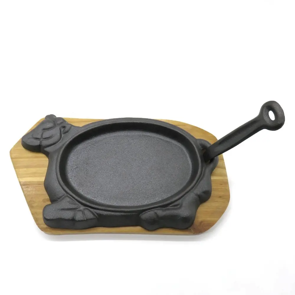 D28cm cow shaped Cast Iron Sizzling Plate