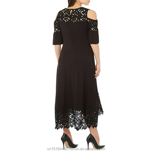 Scoop Escote de encaje recortado dressHi-bajo vestido de <span class=keywords><strong>punto</strong></span> <span class=keywords><strong>jersey</strong></span> de manga corta - Product Image 5