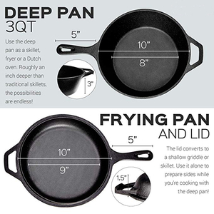 Batterie de cuisine <span class=keywords><strong>en</strong></span> <span class=keywords><strong>fonte</strong></span> robuste, 3.2 acier, couvercle de four et sauteuse - Product Image 6