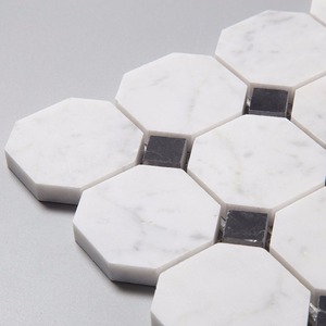 Hot Selling Gepolijste Bianco Carrara En Nero <span class=keywords><strong>Marquina</strong></span> Achthoek Muur Marmeren Mozaïek Thailand Fabriek - Product Image 5