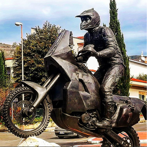 Sculpture de <span class=keywords><strong>monument</strong></span> en bronze grandeur nature personnalisée, statue de motocycliste de rallye routier italien Fabrizio Meoni - Product Image 1