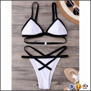 Bikini a Due Pezzi Sportivo da Donna Kingyoung, Bianco e Nero a Contrasto, con Fascia, Servizio OEM per Adulti - Product Image 2