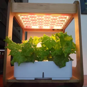 Mini portabel kayu peralatan pertanian sistem hidroponik 24 w tumbuh dipimpin tumbuh cahaya
