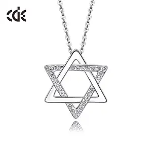 925 en Argent Sterling Femmes Étoile Juive De David Pendentif Collier