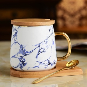 Tazza da caffè in marmo grigio ceramico con manico dorato tazze da tè e tazze in porcellana con logo personalizzato - Product Image 6