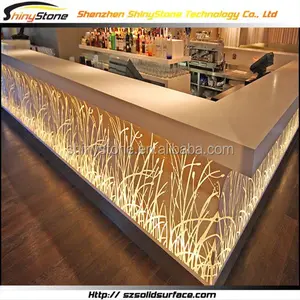 Carving lighting pattern man-made/stone solid surface hotel decor bar