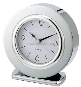Silver chrome metal desk alarm clocks for hotels