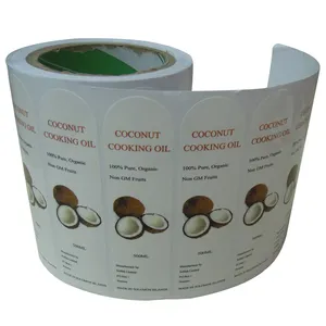사용자 정의 광택 접착제 코코넛 오일 병 라벨 인쇄