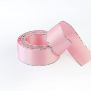 Xiamen <strong>Ribbon</strong> Factory's Custom 100% Polyester Satin <strong>Ribbon</strong> Roll Gold <strong>Stitch</strong> Edge for Gift Packaging - Product Image 4