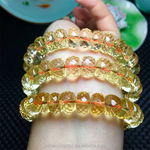 Cristal natural al por mayor 11-13mm citrino poliedro oval pulsera de los granos - Product Image 5