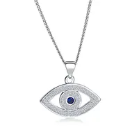 Turkish Evil Eye Necklace, 925 Sterling Silver