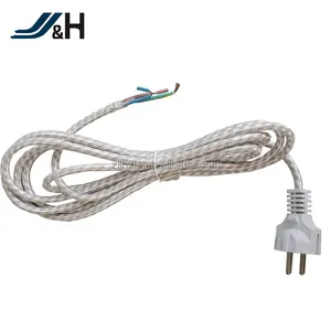 VDE-H03RT-H con enchufe, cable de alimentación textil, aprobado por VDE