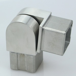 Coude de balustrade contemporain pour balcon en acier inoxydable AISI304, finition satinée/polissée miroir, 1 pouce, tube carré <span class=keywords><strong>réglable</strong></span> à 90 degrés - Product Image 1