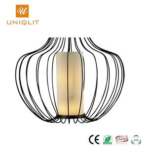 Decorativo moderno Hotel forma florero hierro negro mate tela colgante Luz - Product Image 2