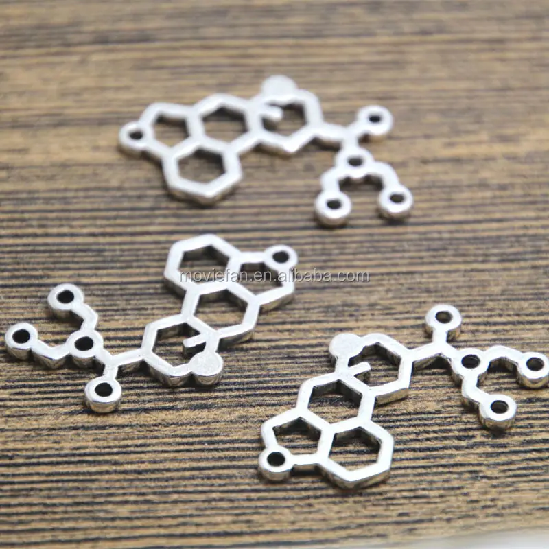 LSD Molecule Charms Antique Silver LSD Molecule charm Pendants 29x21mm