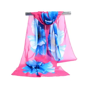 fashion printing polyester chiffon material floral silk scarf