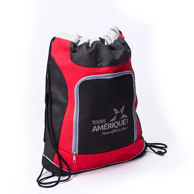 High quality gym polyester drawstring backpack bag for women and men