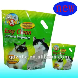 Kantung Kertas Plastik Cetak Kustom untuk Makanan Kucing Anjing Peliharaan Kotoran Kucing Silika