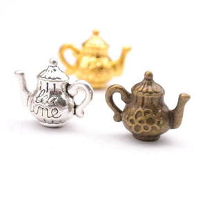 Pendentifs théière en argent antique, pendentifs tibétains avec petite tasse de thé, breloques vintage, - Product Image 2