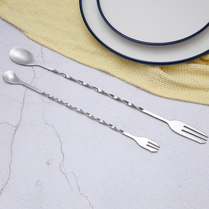 Muỗng Trộn Nĩa Cocktail Cán Dài Muỗng Pha Chế Thanh Thép Không Gỉ - Product Image 3