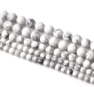 Toptan gevşek işlenmemiş taş boncuk strand doğal yuvarlak boncuk beyaz turkuaz howlite beads10mm taş boncuk strand takı için