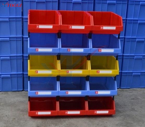 Caja de plástico apilable para almacenamiento, color azul, buena calidad - Product Image 4