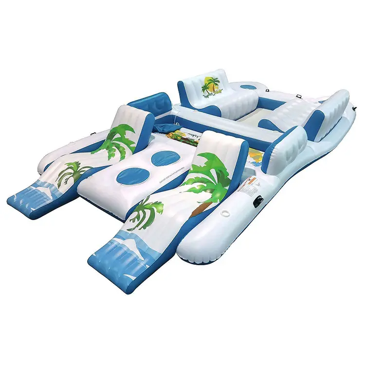 Tahiti inflable Tropical personalizado para fiestas acuáticos, Isla Flotante Tropical para 8 personas