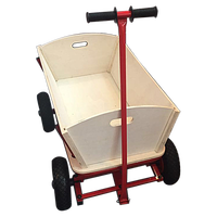 Chariot de plage en bois à quatre roues avec métal et PU pour enfants, outils de camping, chariot pliable, capacité 150 kg