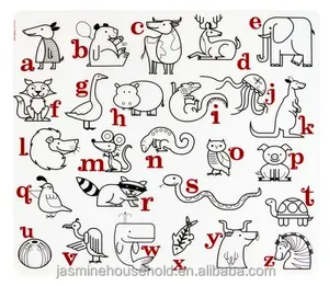 BPA Free Alphabet and Animals Kids Washable and Coloring Silicone Rubber Drawing Play Mats