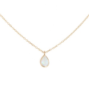 Brass Jewelry Minimalist Teardrop Pendant Artificial <strong>Opal</strong> <strong>Necklace</strong> - Product Image 1
