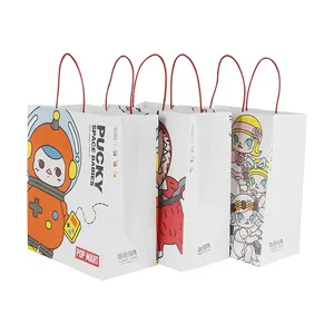 series cute cartoon paper bag fully automatic machine made with kraft paper packagings for toys lego packed clothes/shoes/gift