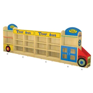 Sale Kids Furniture Wooden Bus Shape Used Daycare Furniture Storage Cabinet